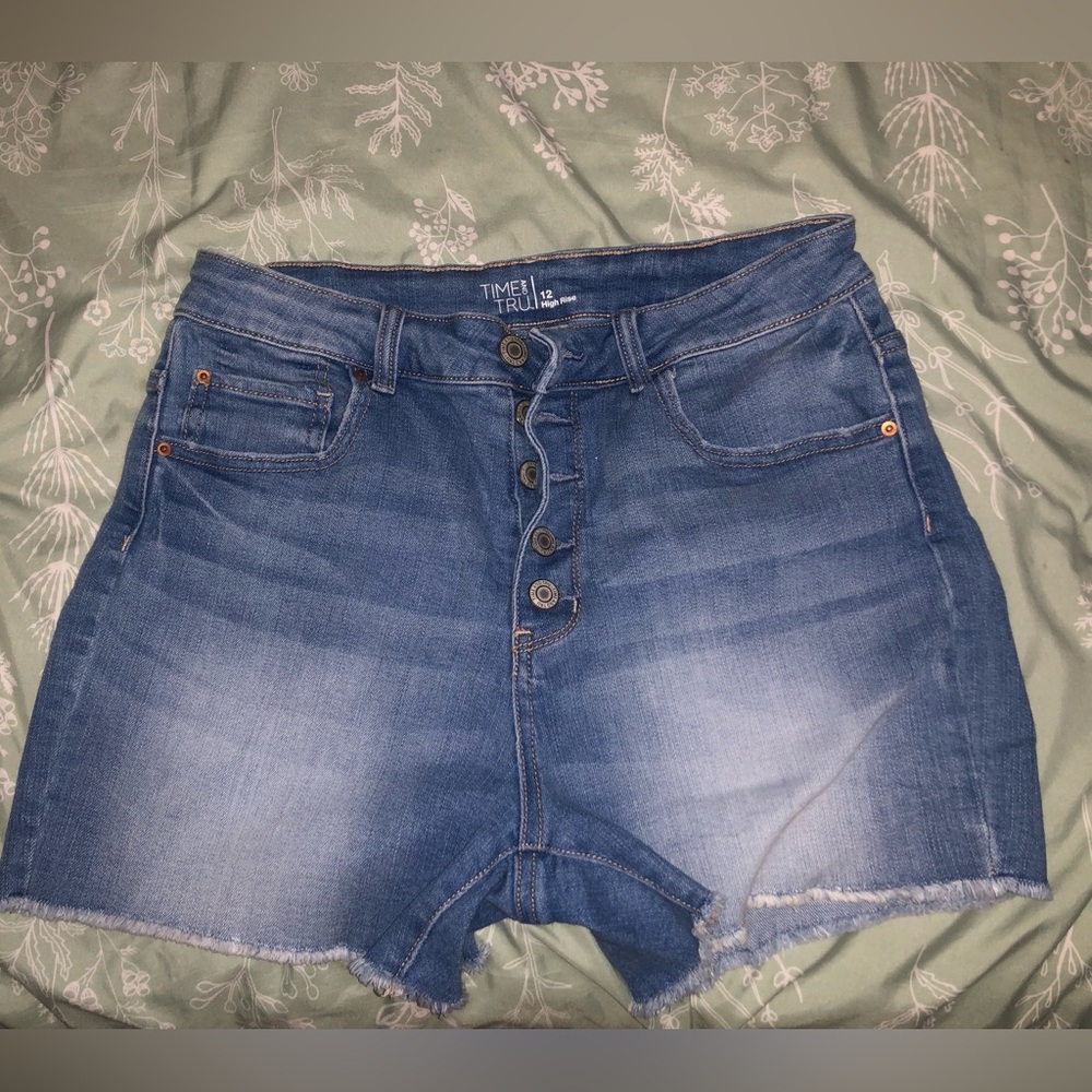 Dark Wash High Rise Jean Shorts